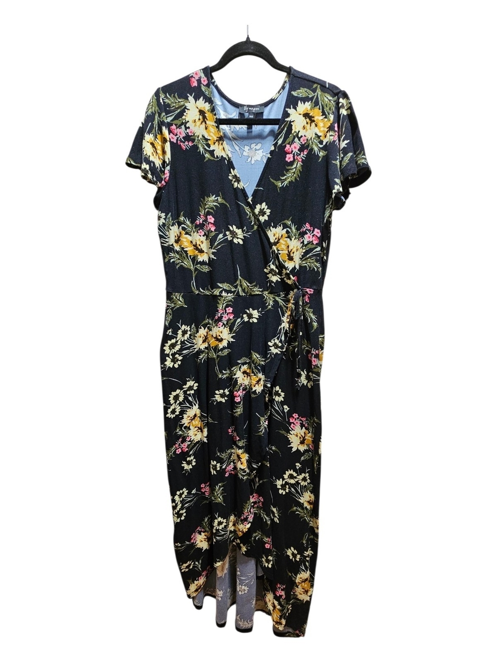 Lily Morgan Floral Faux Wrap High-Low Maxi Dress Size M - Picture 2 of 8